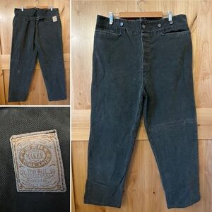 WahMaker Frontier Vintage Olive Green Canvas Trousers High Waist 42